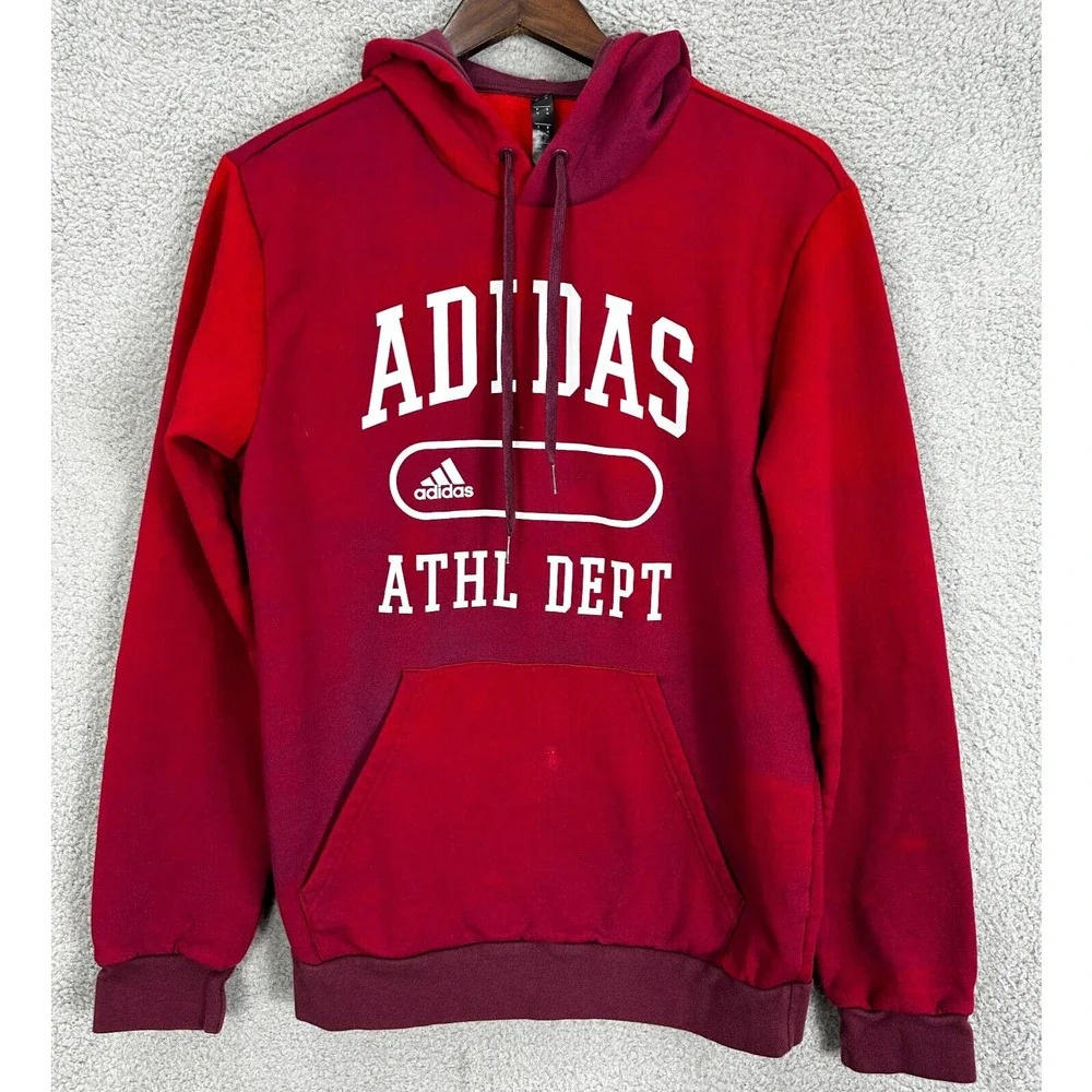 Adidas Sweatshirt Mens Medium Red Ombre Pullover Hoodie Logo Outdoors Gorpcore